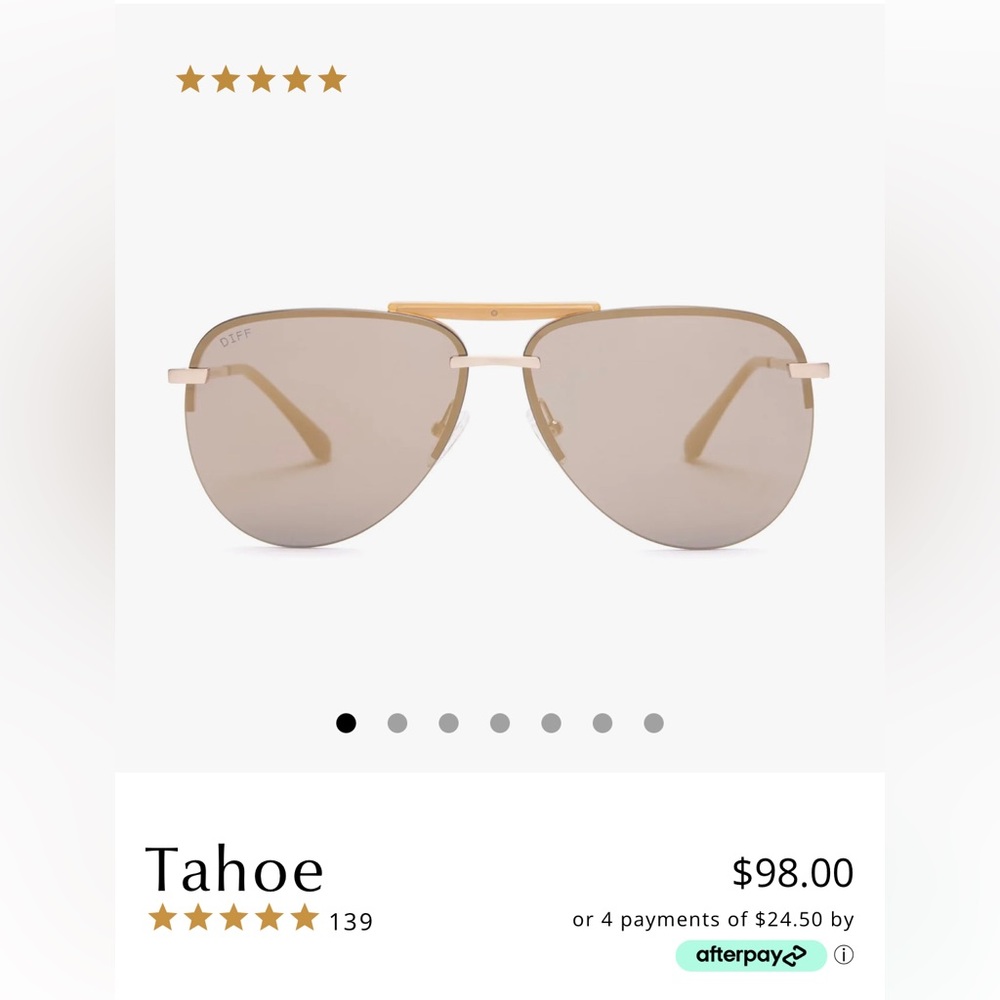 DIFF Tahoe Gold Mirrored Sunglasses